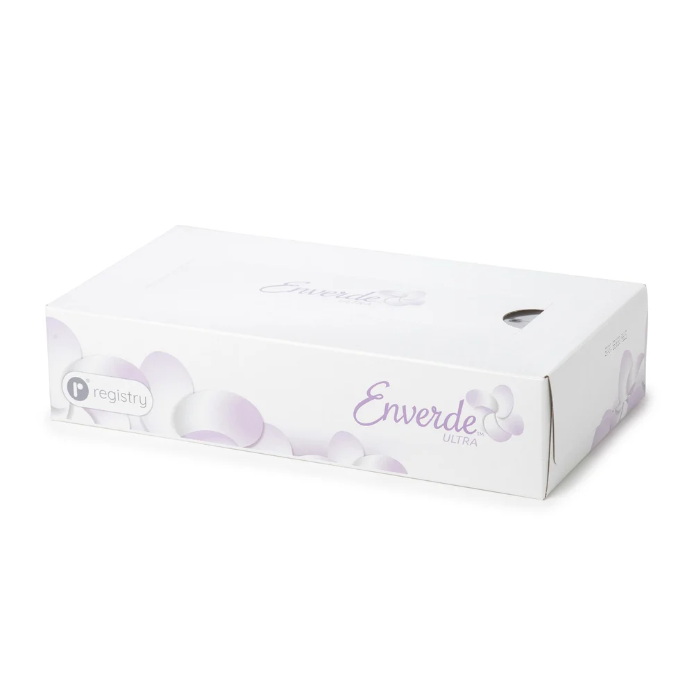 Enverde Ultra 2-Ply 100% Virgin Fiber Facial Tissue, Flat Box, 30/Case