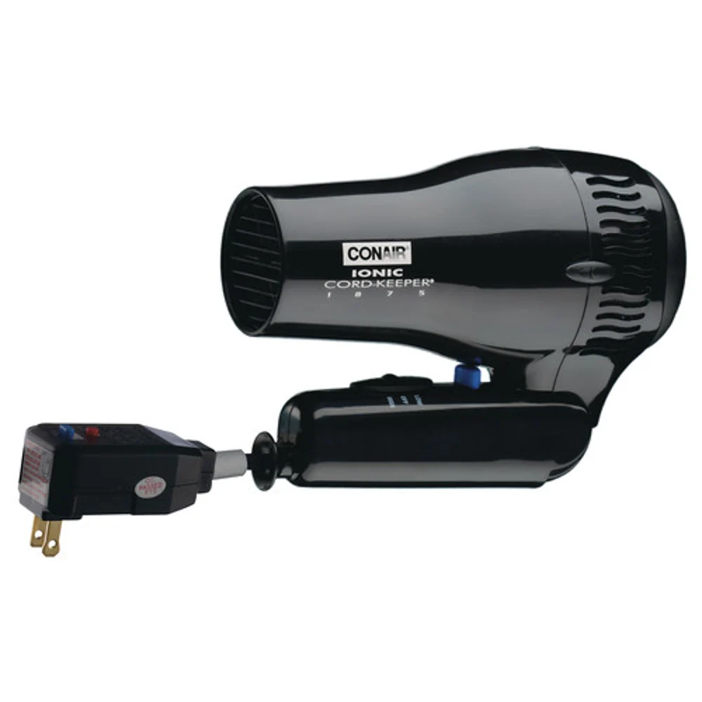Conair® 1875 Watt Ionic Cord-Keeper® Retractable Cord Foldable Hand Held Hair Dryer, Black thumbnail 2