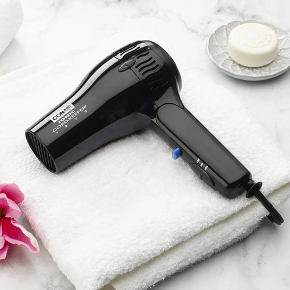 Conair® 1875 Watt Ionic Cord-Keeper® Retractable Cord Foldable Hand Held Hair Dryer, Black thumbnail 3