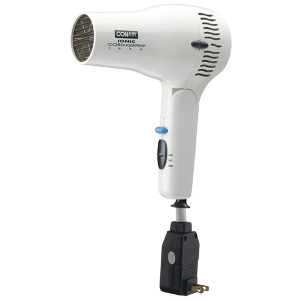 Conair® 1875 Watt Ionic Cord-Keeper® Retractable Hand Held Foldable Hair Dryer, White