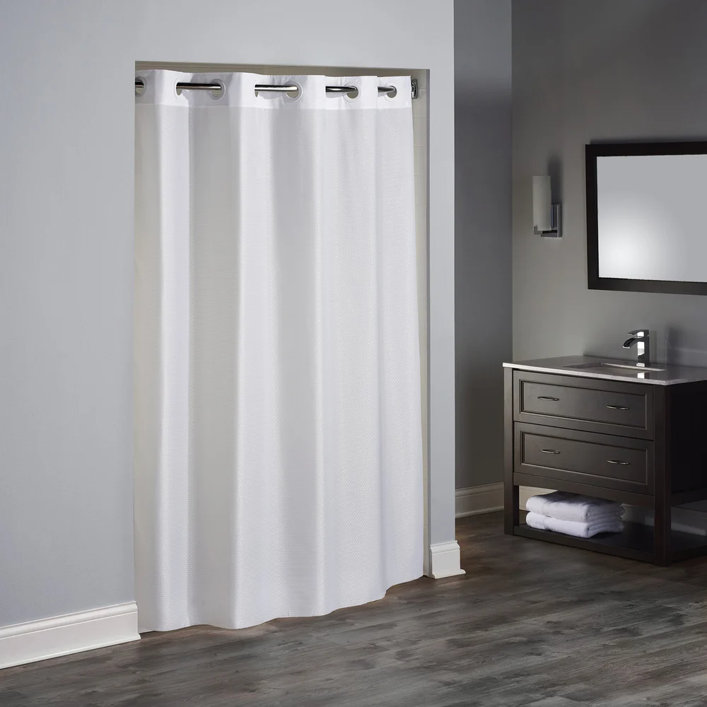 Hookless Englewood Shower Curtain, no Window , 71" x 74" White