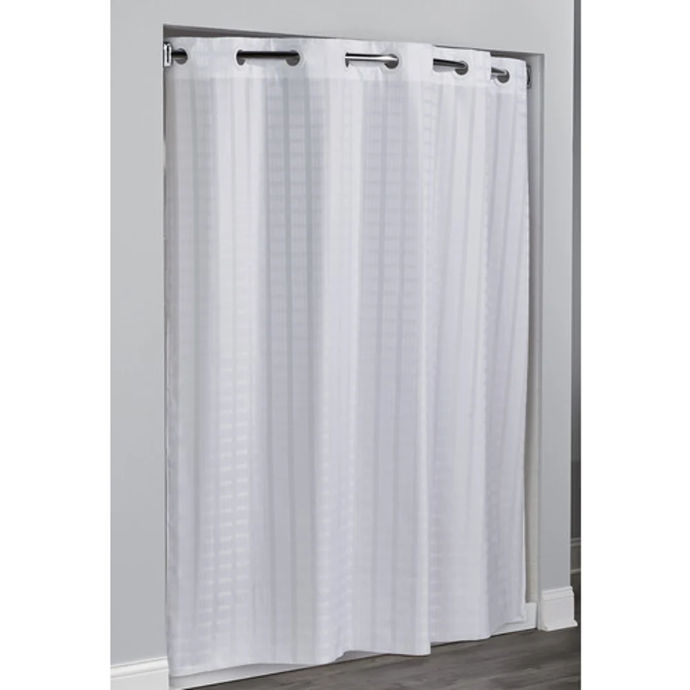 Hookless Litchfield Waffle Weave Shower Curtain, No Window 71" x 74", White
