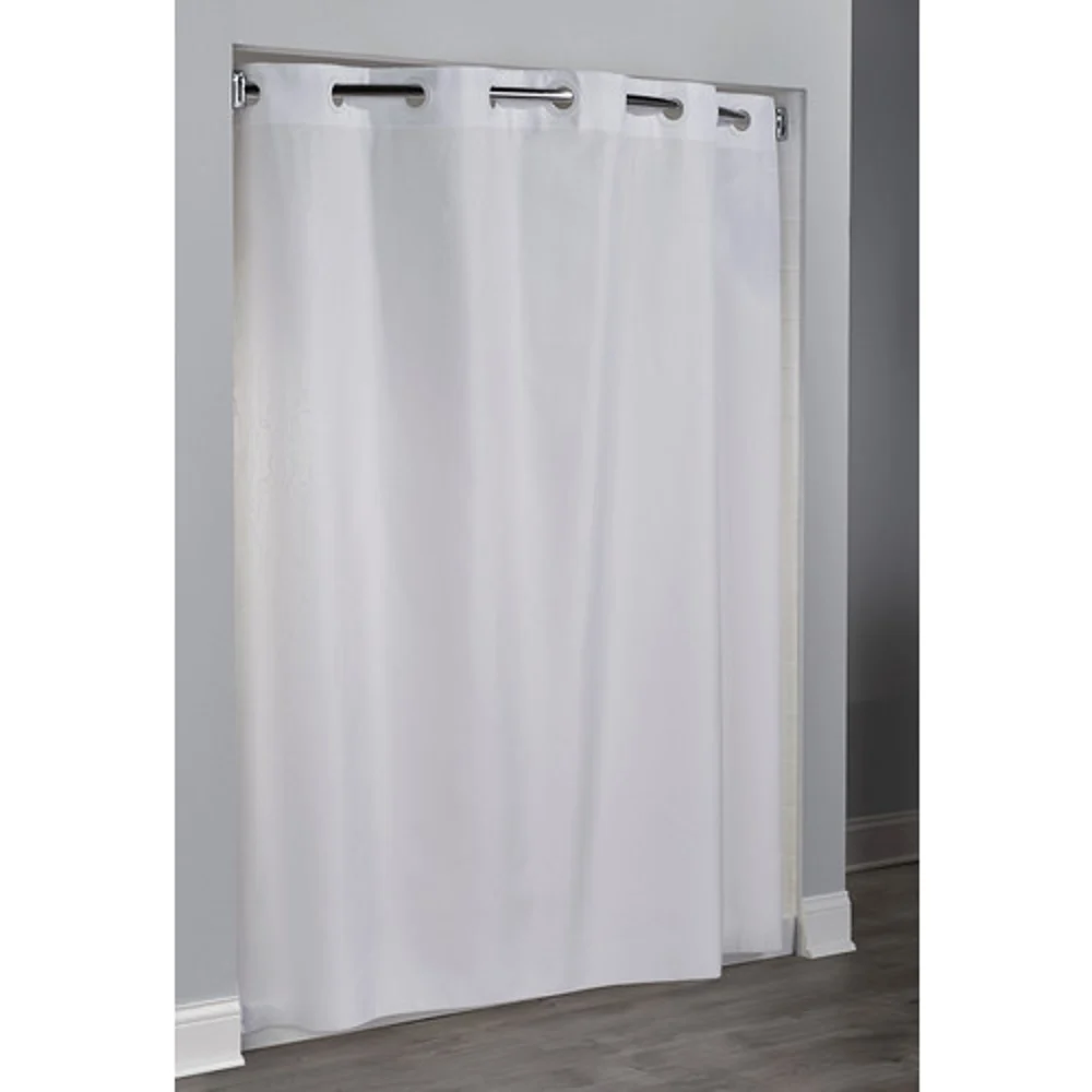 Hookless Embossed Moire Shower Curtain, No Window 71" x 74", White