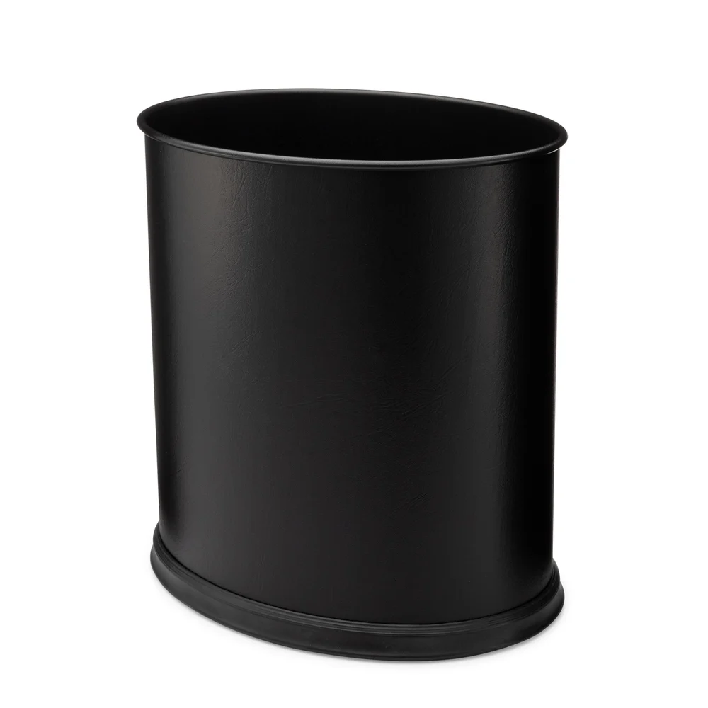 Registry Oval 10 Qt. Leatherette Wastebasket, Black
