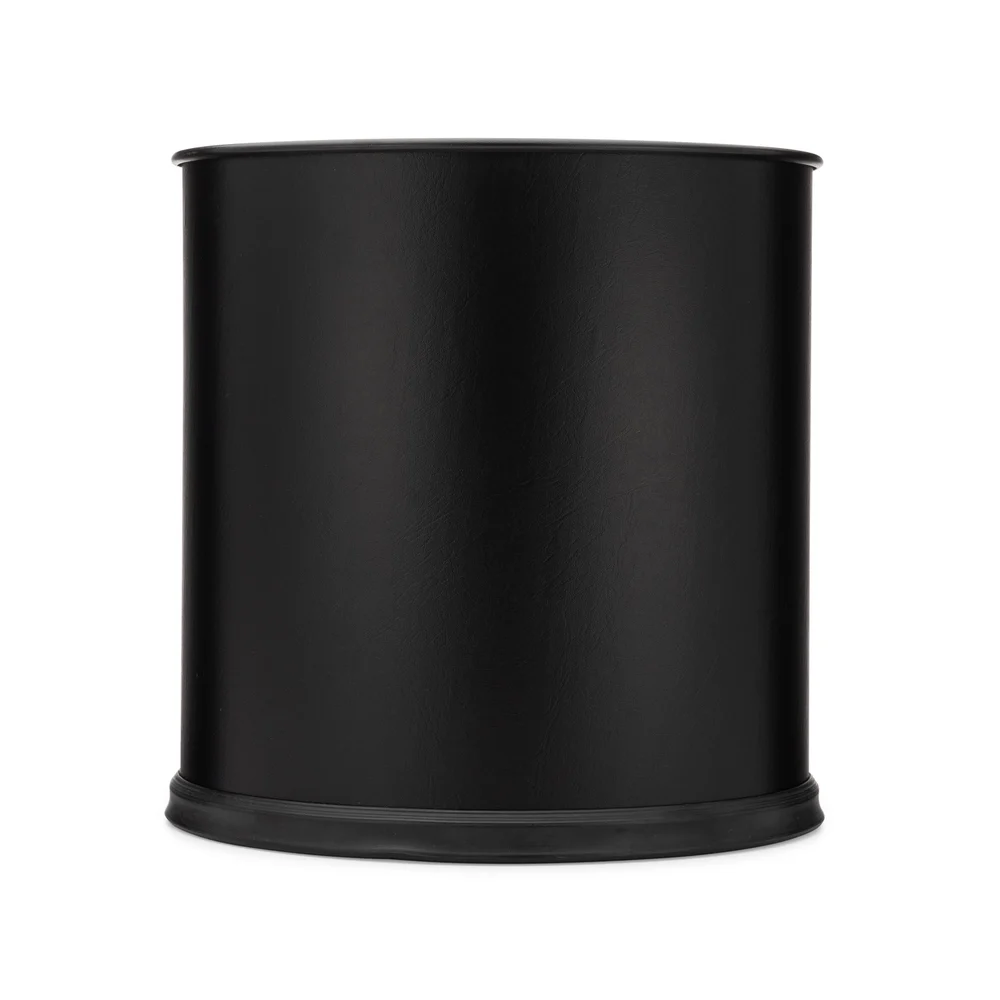 Registry Oval 10 Qt. Leatherette Wastebasket, Black thumbnail 2