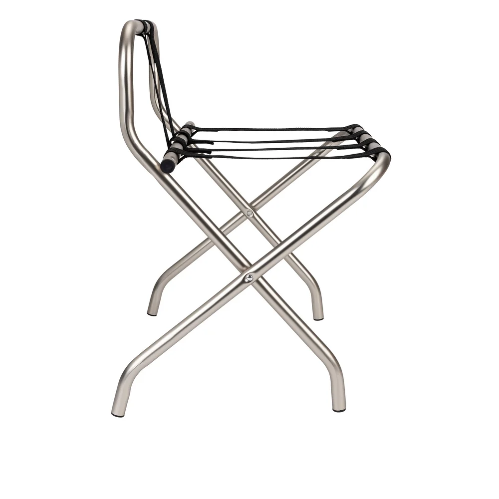 Registry Metal Luggage Rack With Backrest, 25" W x 18" D x 26.5" H, Satin Nickel thumbnail 2