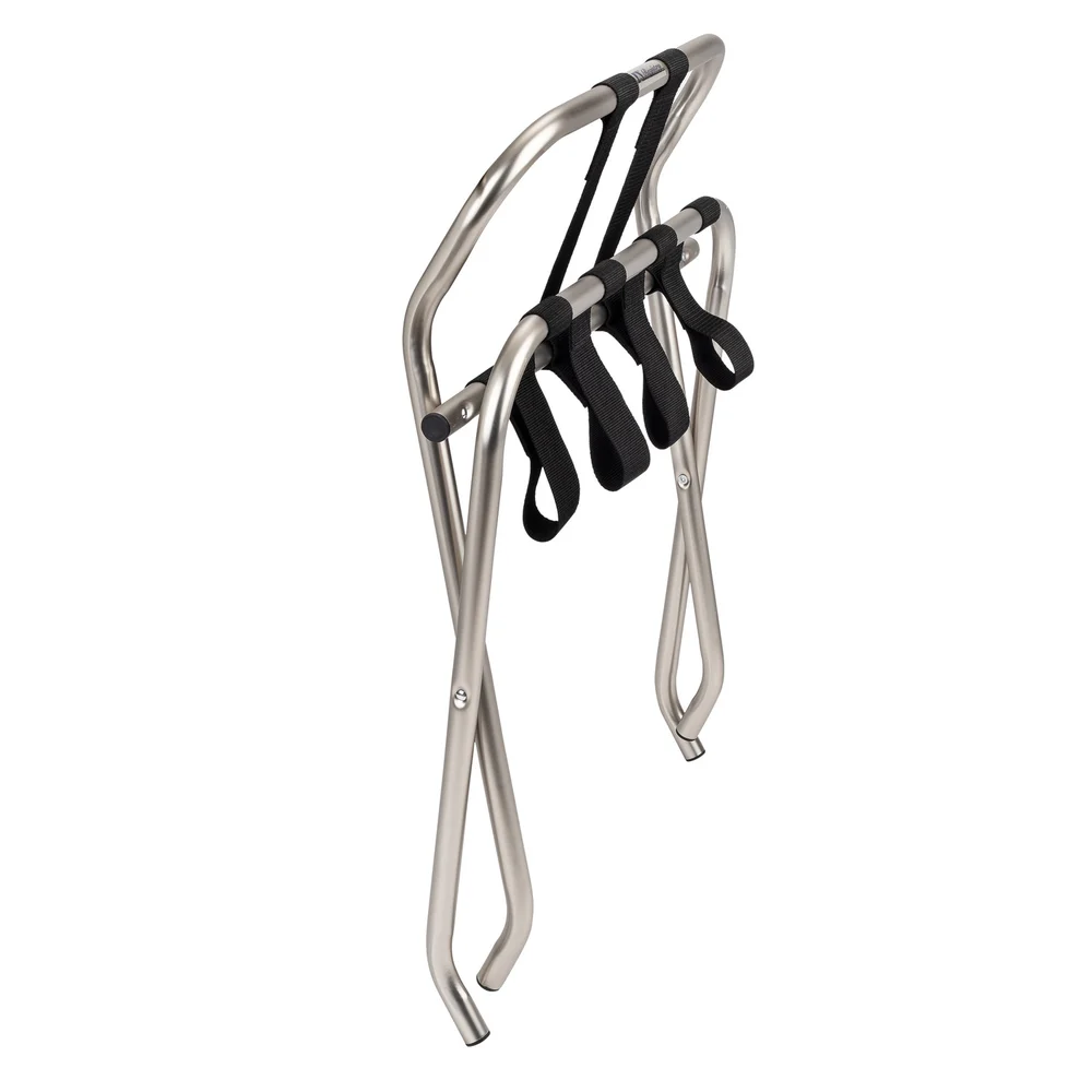 Registry Metal Luggage Rack With Backrest, 25" W x 18" D x 26.5" H, Satin Nickel thumbnail 3