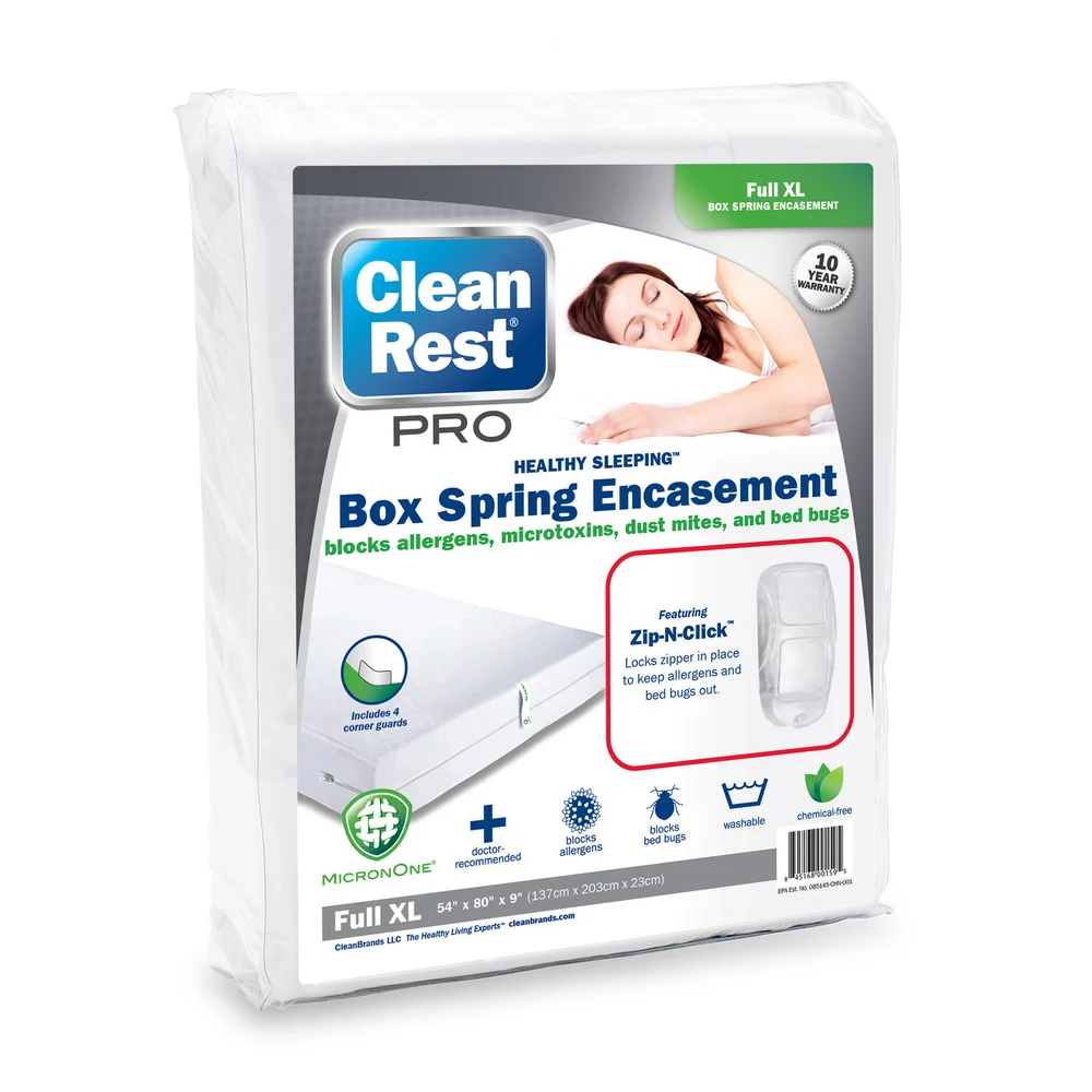 CleanBrands CleanRest Pro Box Spring Encasement, Full XL, 54" W x 80" L x 9" D
