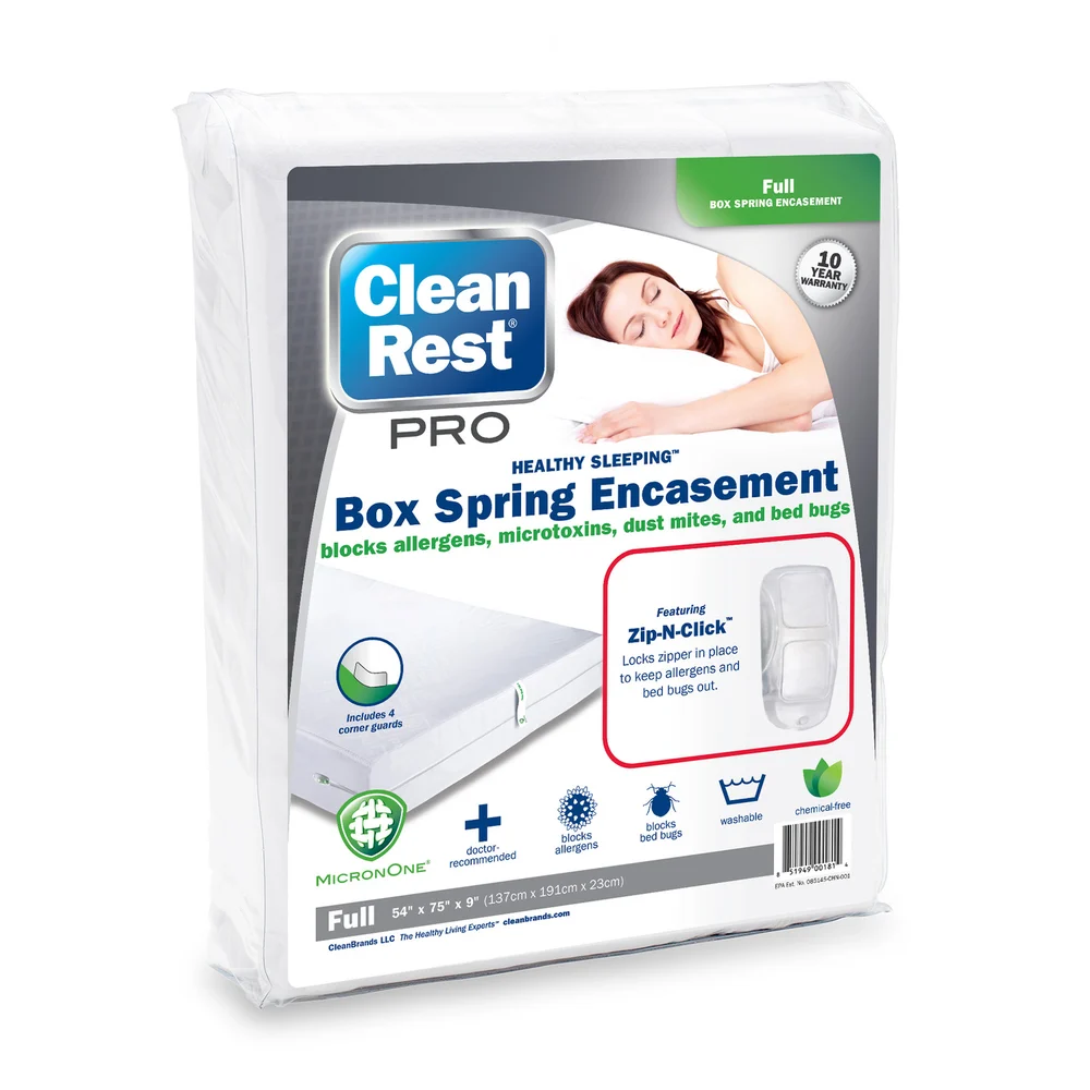CleanBrands CleanRest Pro Box Spring Encasement, Full, 54"W x 75"L x 9"D