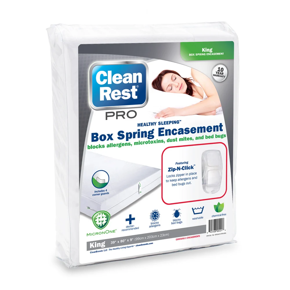 CleanBrands CleanRest PRO Box Spring Encasement, King, 39" W x 80" L x 9" D, 2-Pack