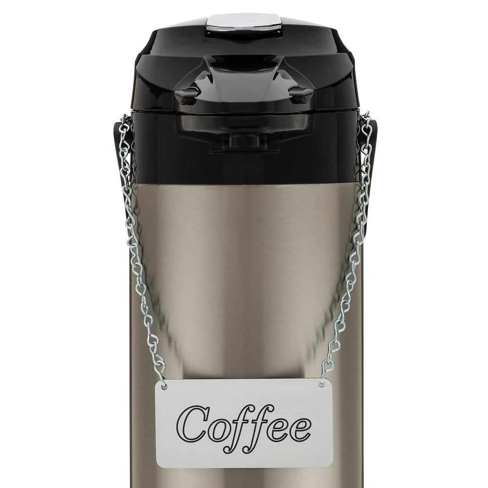 Registry Coffee Sign with Chain, 4" W x 2" H, Silver/Black thumbnail 2