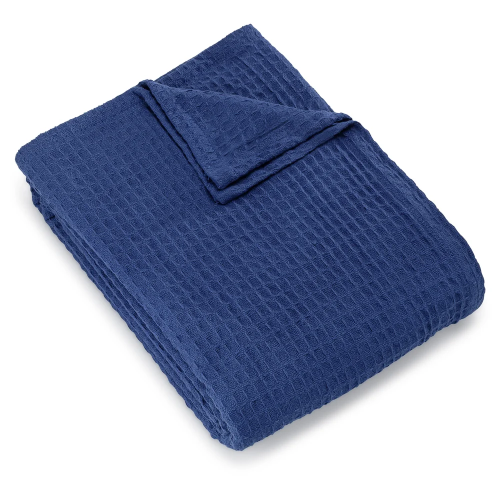Registry Honeycomb Weave Blanket, 108" W x 90" L King, Blue