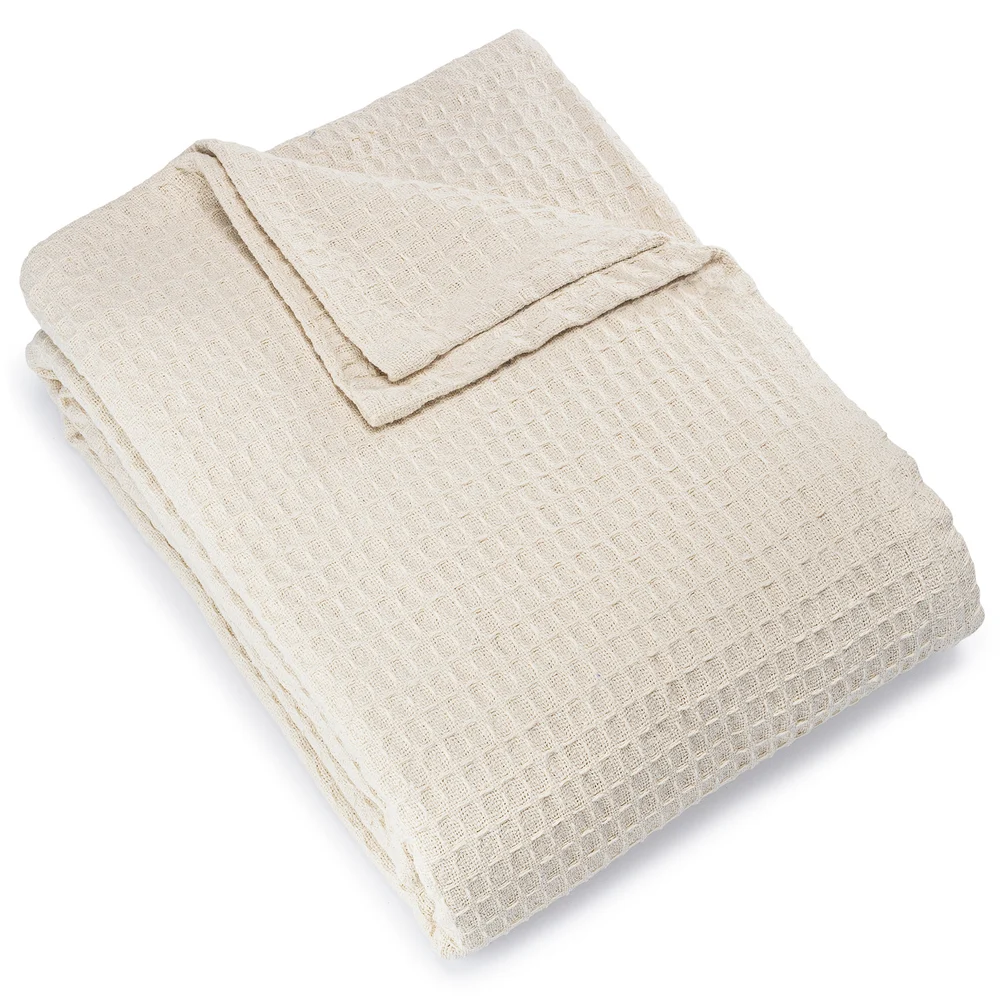 Registry Honeycomb Weave Blanket, 66" W x 90" L Twin, Natural