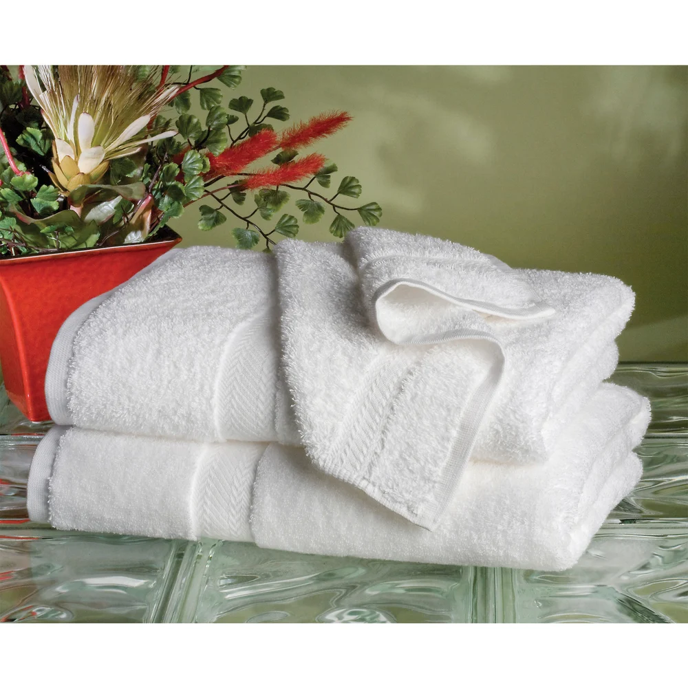 Registry Ring Spun Combed Dobby Border Bath Towel, 27" L x 54" W, 17 lb/dz, White thumbnail 2