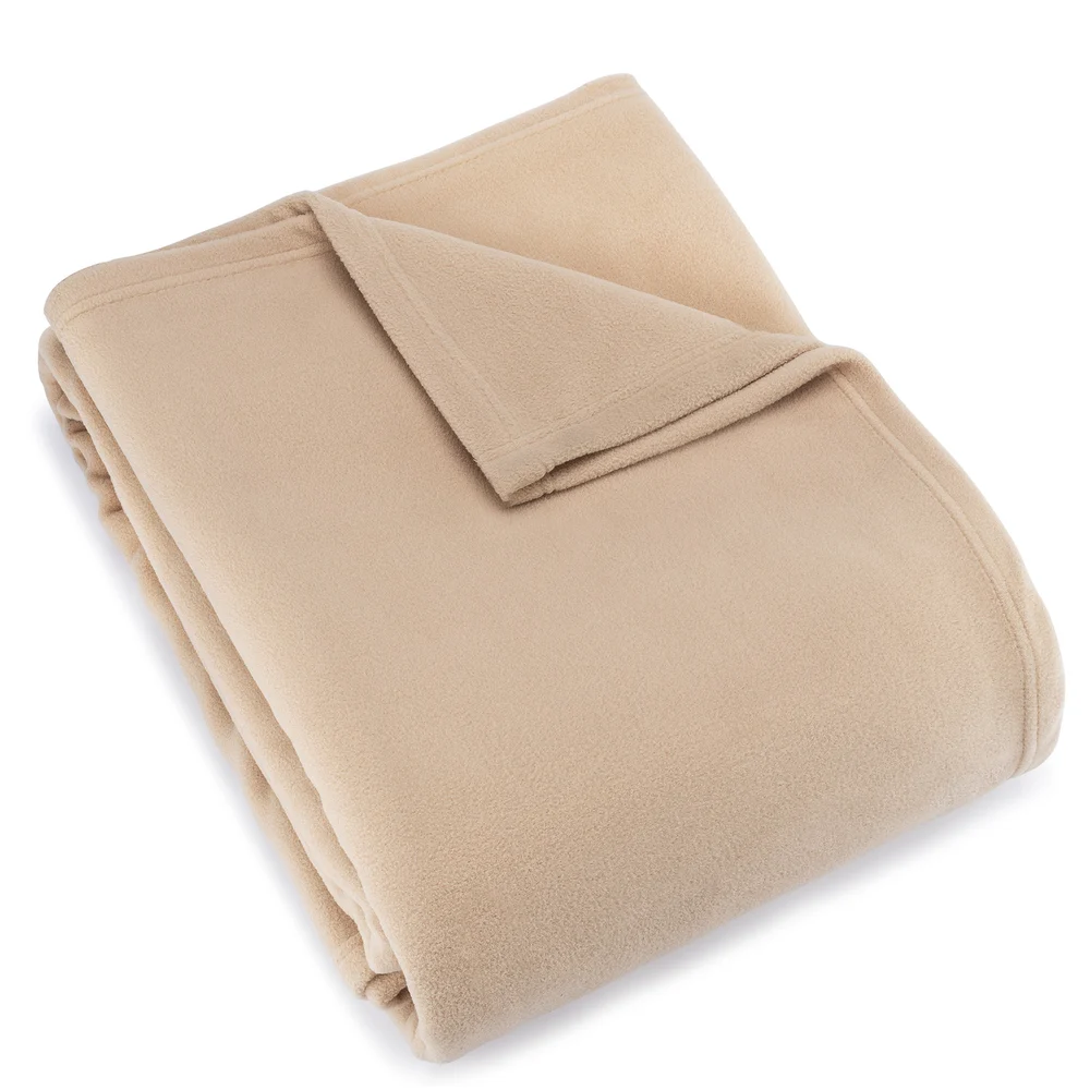 Registry Micro Fleece Blanket, Full, 80" x 90", Tan