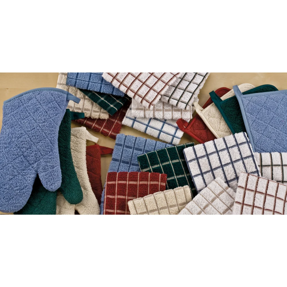 Ritz Café Check Kitchen Towels, 12" W x 12" L, Brick Red/Natural Putty thumbnail 2