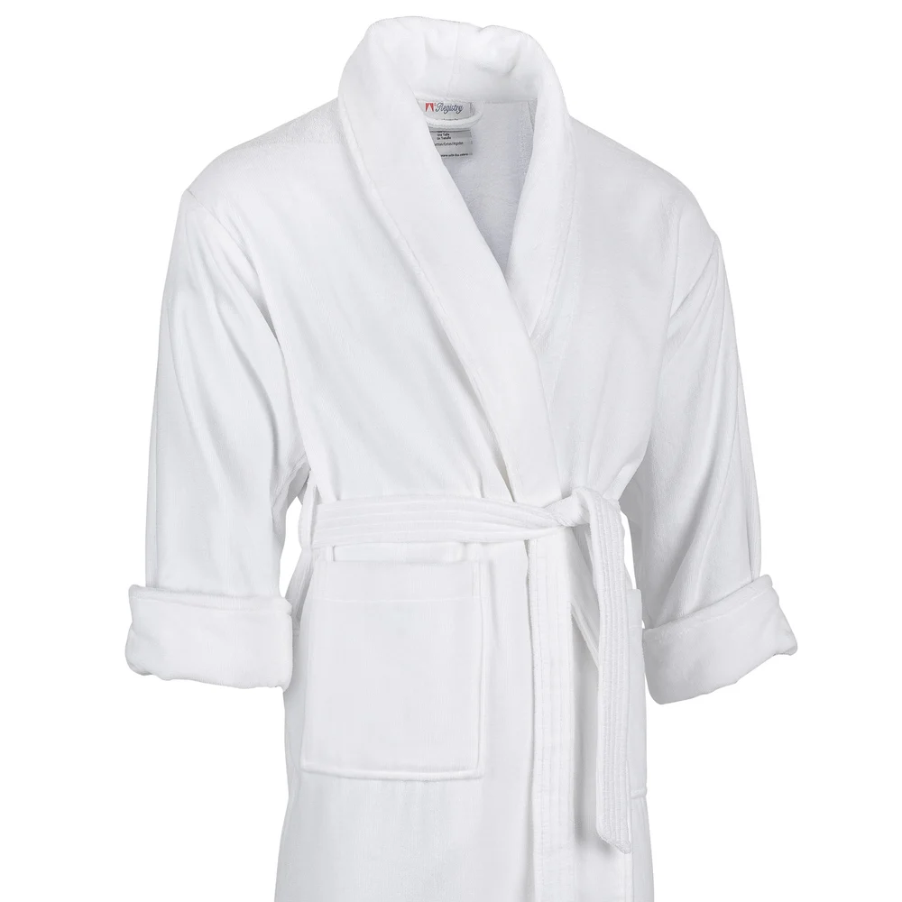 Registry Shawl Collar Robe, 100% Cotton Terry Velour, One Size, White
