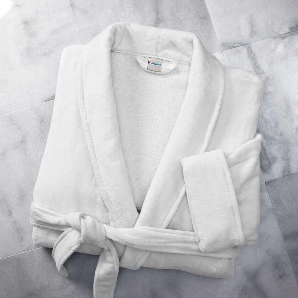 Registry Shawl Collar Robe, 100% Cotton Terry Velour, One Size, White thumbnail 5