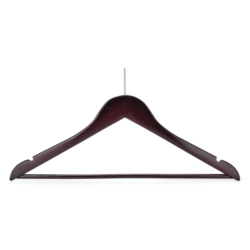 Registry Men's Ball Top Hanger, 17.5" W x 0.5" Thick, Mahogany/Brass