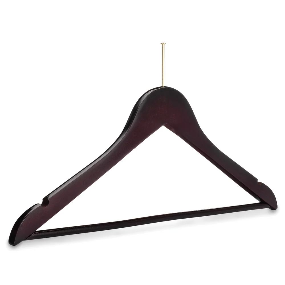Registry Men's Ball Top Hanger, 17.5" W x 0.5" Thick, Mahogany/Brass thumbnail 2