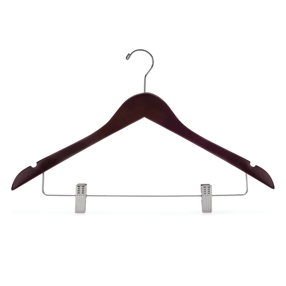 Registry Women’s Hardwood Hanger, Open Hook, 17.5" W x 0.5" D, Mahogany, 100/Case