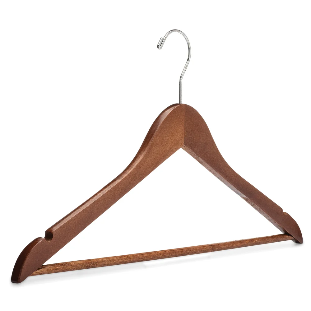Registry Open Hook Wood Men's Hanger, 17.5" W x 0.5" D, Medium Oak thumbnail 2