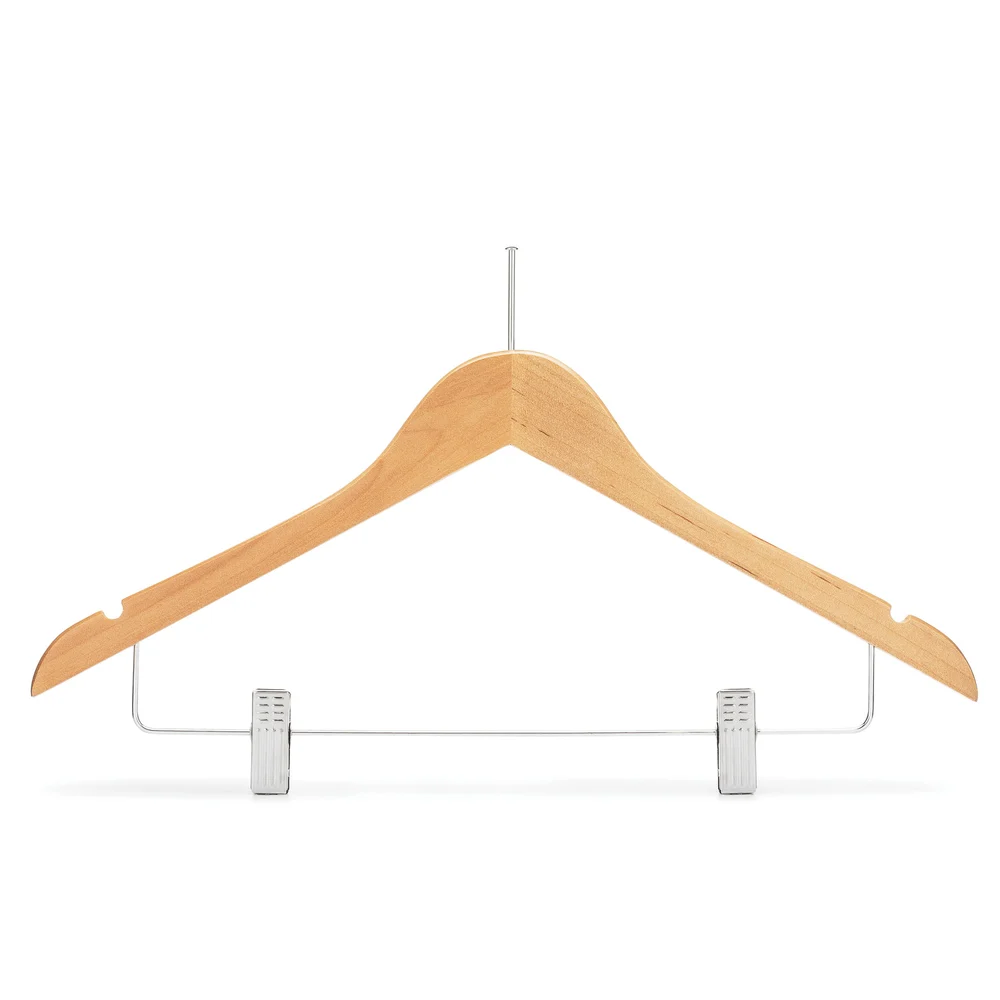 Registry Women's Wood Hanger, Ball Top, 17.5" W x 1/2" D, Natural