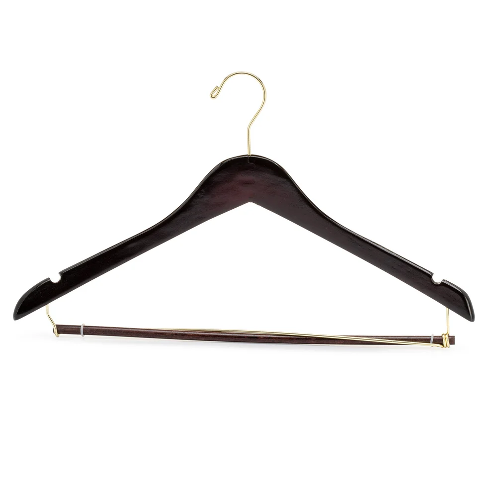 Registry Open Hook Men’s Contoured Hanger, 17" W x 0.5" D, Mahogany