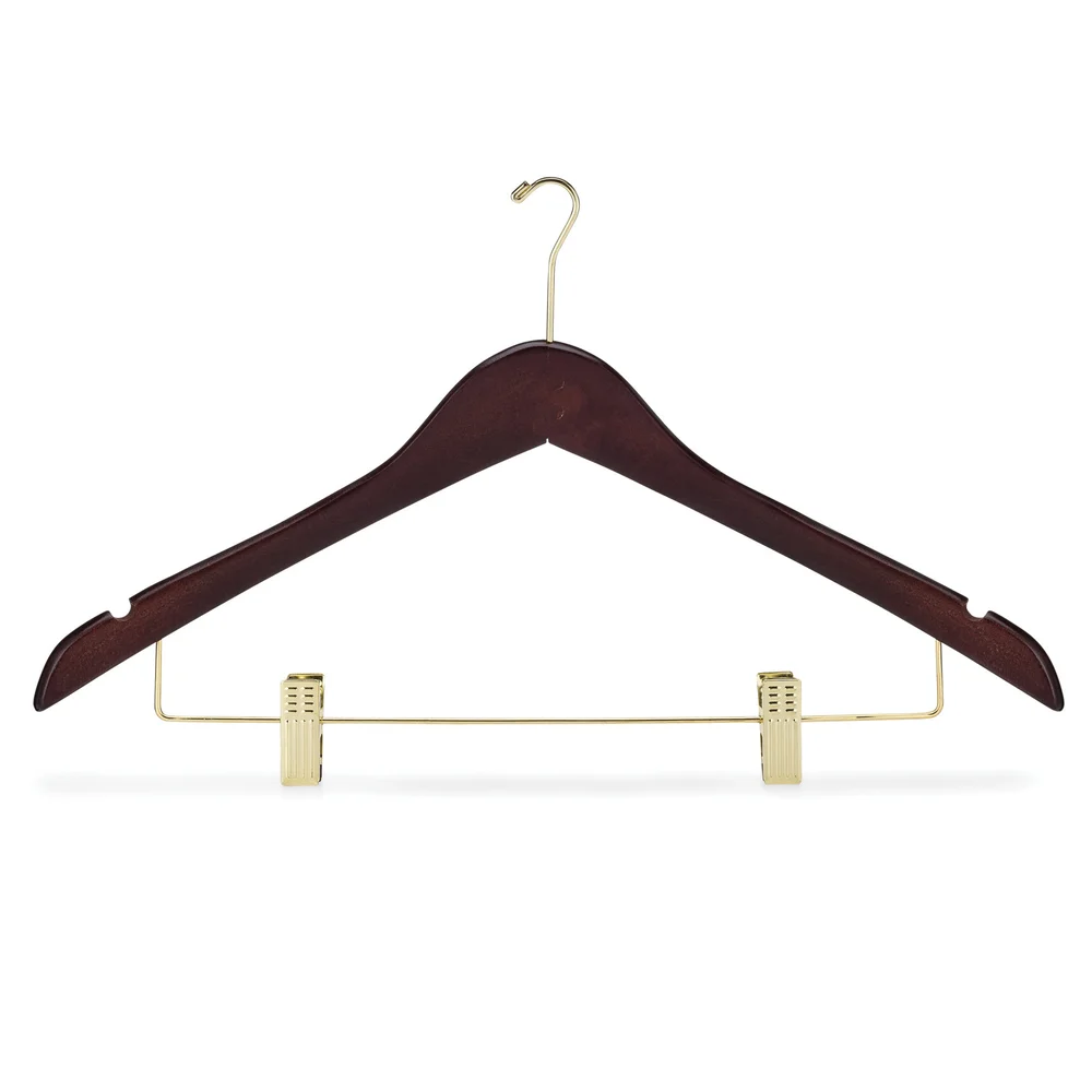 Registry Small Hook Contoured Wood Women's Hanger, 17" W x 0.5" Thick, Mahogany