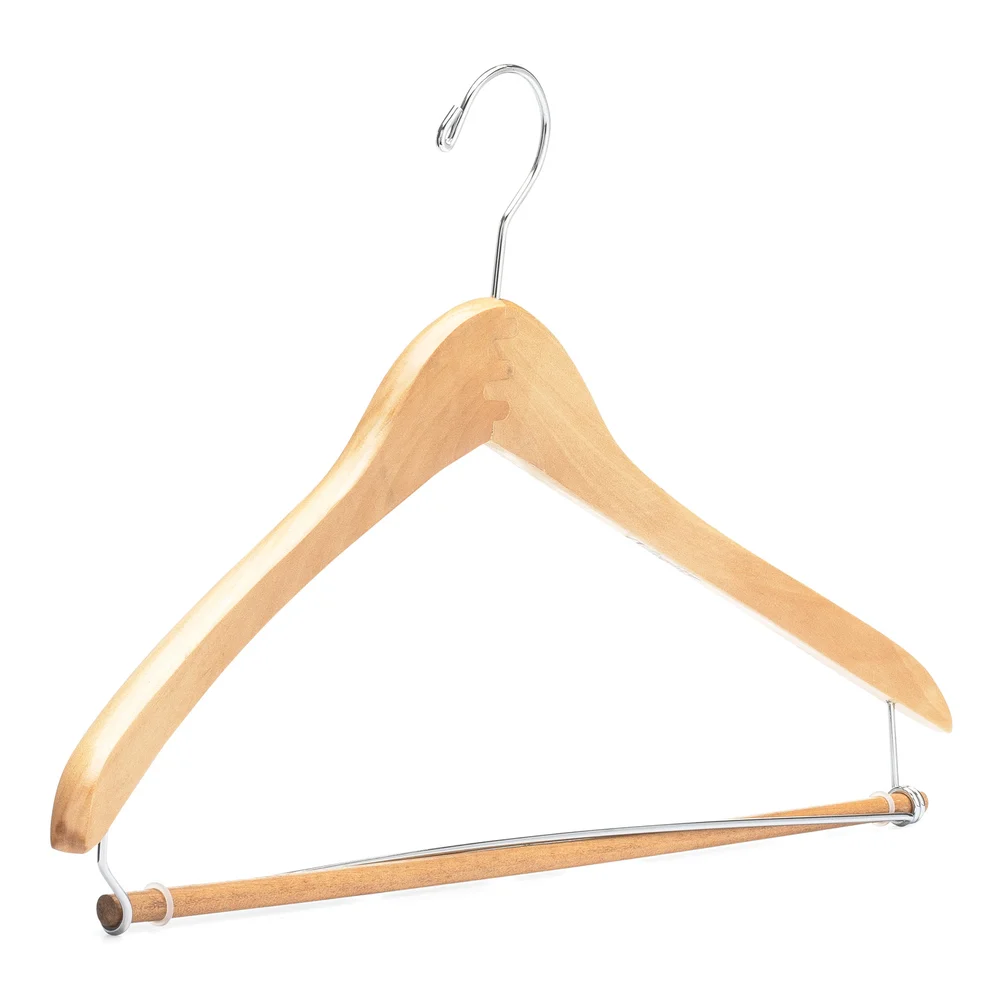 Registry Open Hook Men’s Contoured Hanger, 17" W x 0.5" D, Natural thumbnail 2