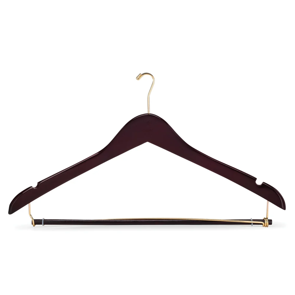 Registry Small Hook Men's Contoured Wood Hanger, 17" x 0.5" Thick, Mahogany, 100/Cs