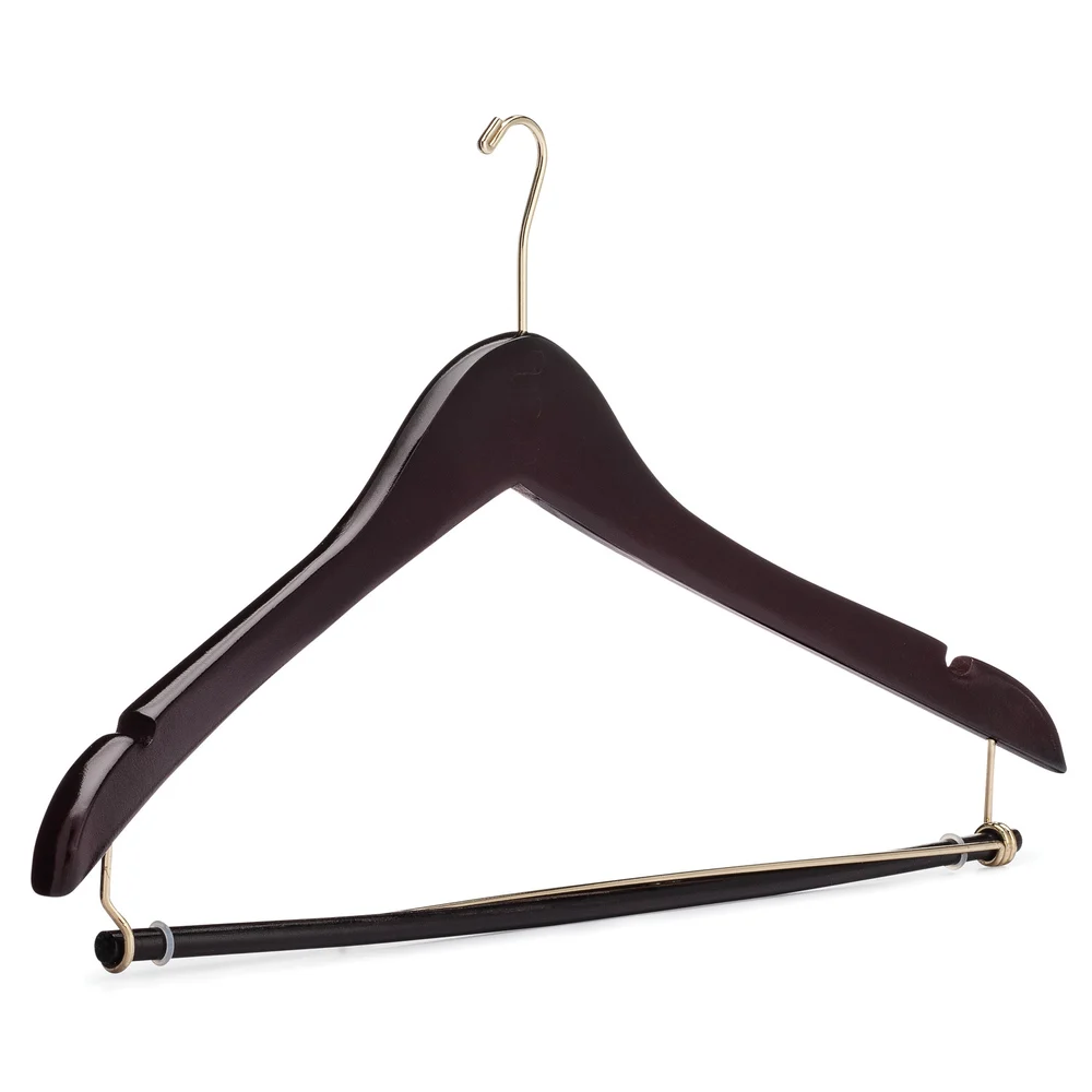 Registry Small Hook Men's Contoured Wood Hanger, 17" x 0.5" Thick, Mahogany, 100/Cs thumbnail 2