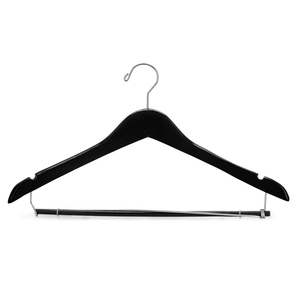 Registry Men’s Contoured Wood Hanger, Open Hook, 17" W x 0.5" D, Dark Espresso