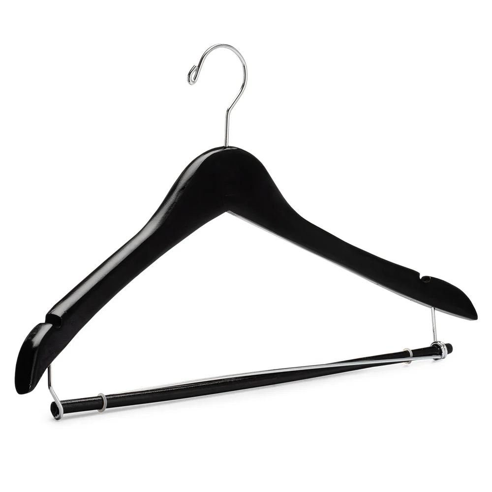 Registry Men’s Contoured Wood Hanger, Open Hook, 17" W x 0.5" D, Dark Espresso thumbnail 2