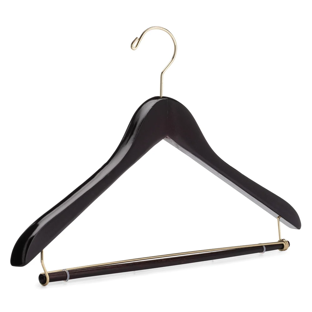 Registry Men's Contoured Wood Hanger, Open Hook, 18" W x 3⁄4" Thick, Walnut thumbnail 2