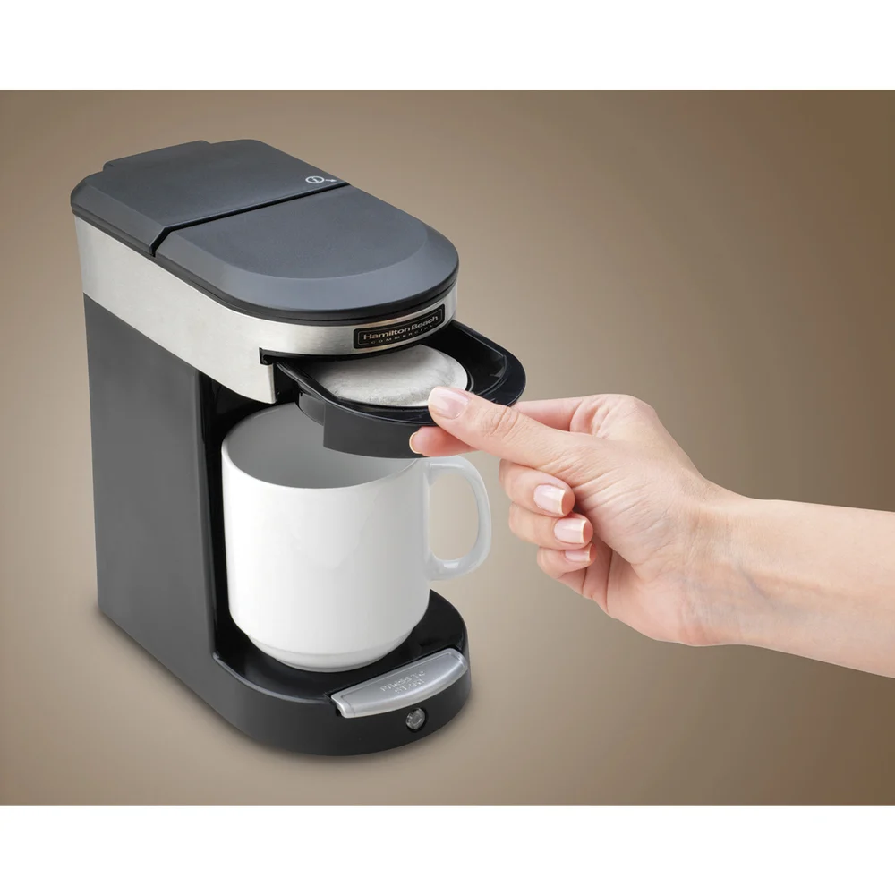 Hamilton Beach 1 Cup Pod (Pouch) Coffeemaker, Black/Stainless Steel. thumbnail 3