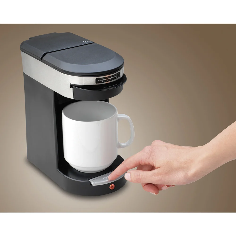 Hamilton Beach 1 Cup Pod (Pouch) Coffeemaker, Black/Stainless Steel. thumbnail 4