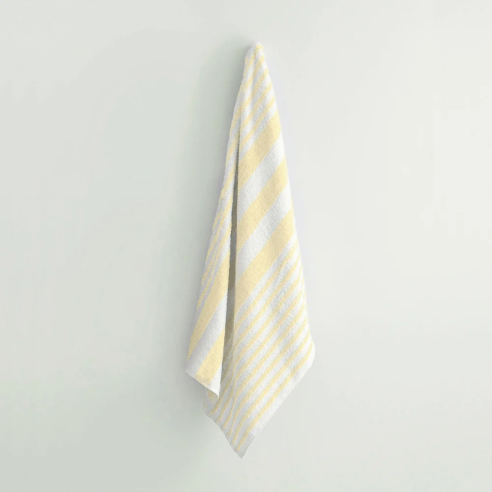 WestPoint Hospitality Tropical Stripe Pool Towel, 30" x 70", 15lb/Dz Yellow/White