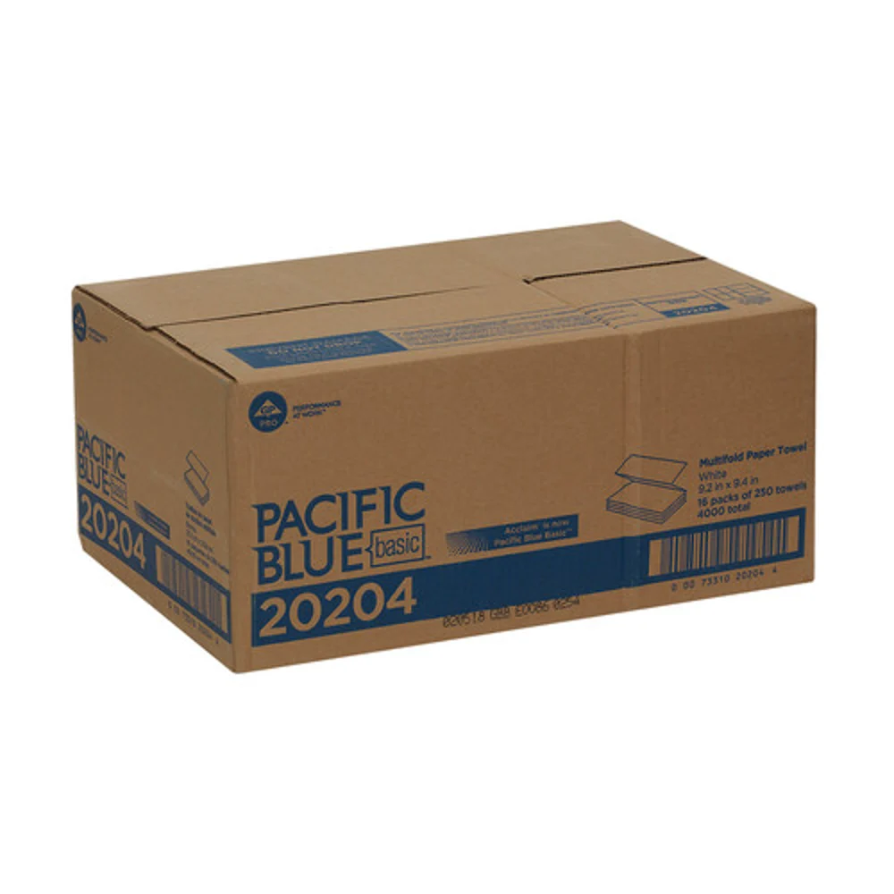Pacific Blue Basic™ 1-Ply Multifold Paper Towel By GP Pro, White, 4,000 Towels Per Case thumbnail 5