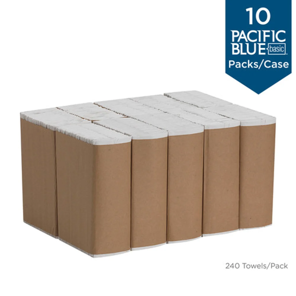Pacific Blue Basic™ C-Fold Paper Towels By GP Pro, White, 2,400 Towels Per Case thumbnail 3