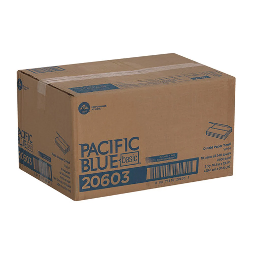 Pacific Blue Basic™ C-Fold Paper Towels By GP Pro, White, 2,400 Towels Per Case thumbnail 4