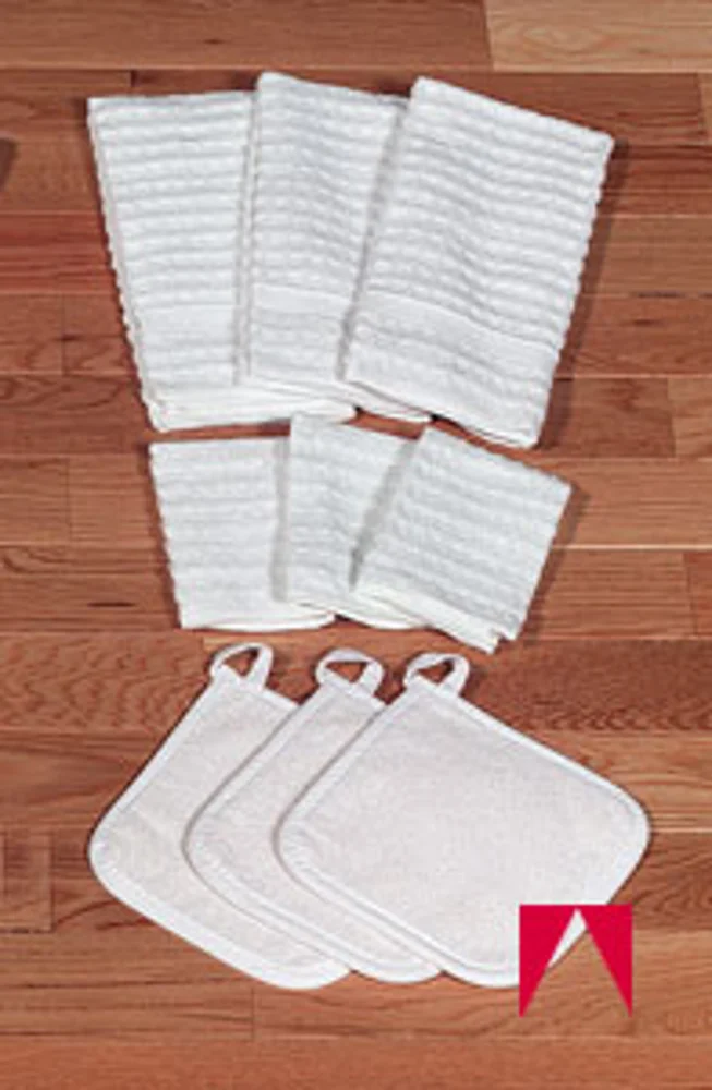 John Ritzenthaler Company Concepts Classic Kitchen Terry Dishcloth, Solid White, 13" x 12"