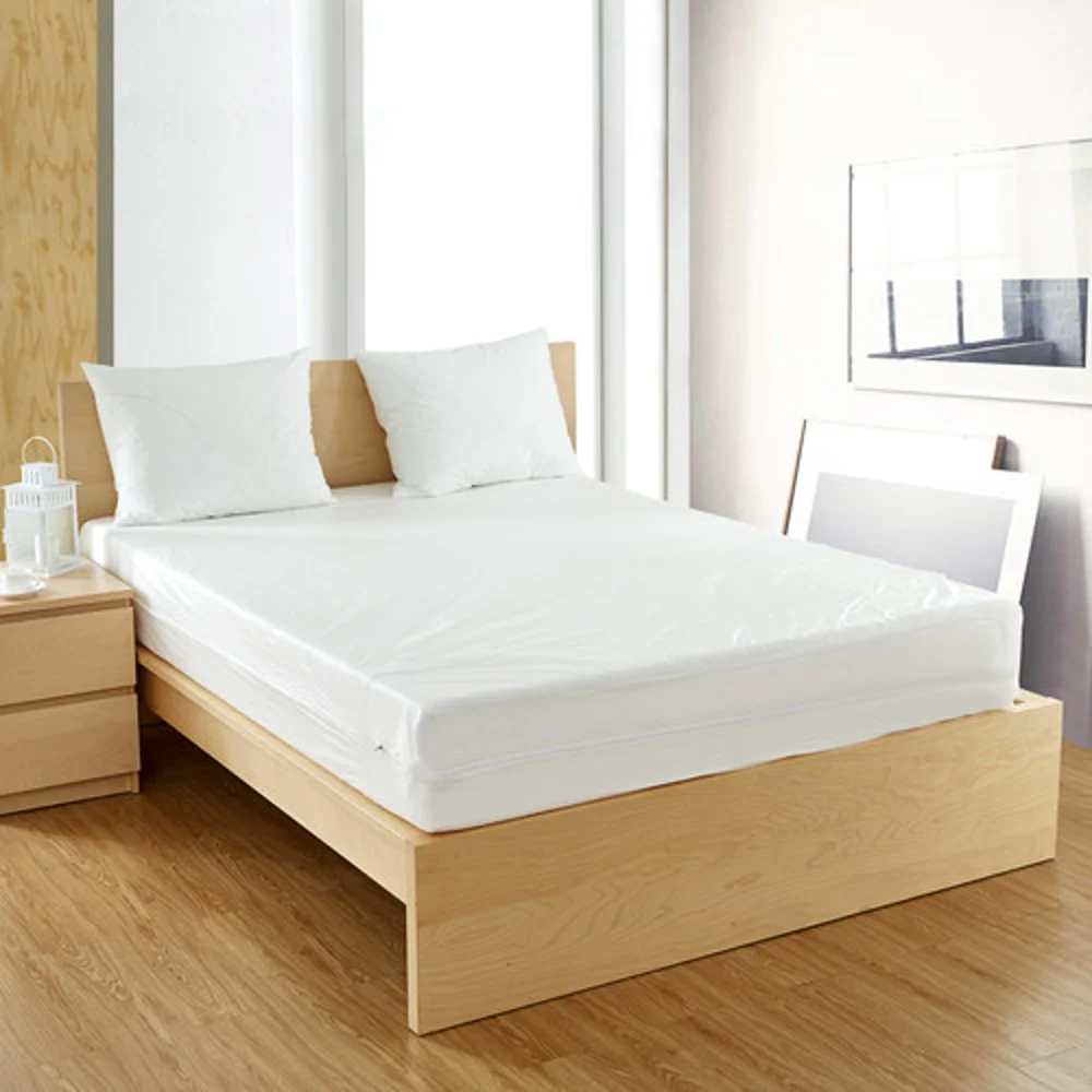 Registry Zippered 3-Gauge Vinyl 9" Deep Mattress Cover Or Box Spring Cover, Twin, 39" x 75" x 9", White