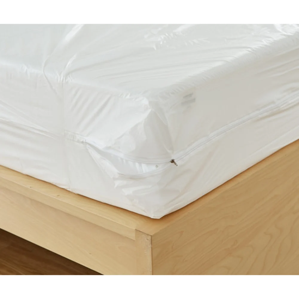 Registry Zippered 3-Gauge Vinyl 9" Deep Mattress Cover Or Box Spring Cover, Twin, 39" x 75" x 9", White thumbnail 3