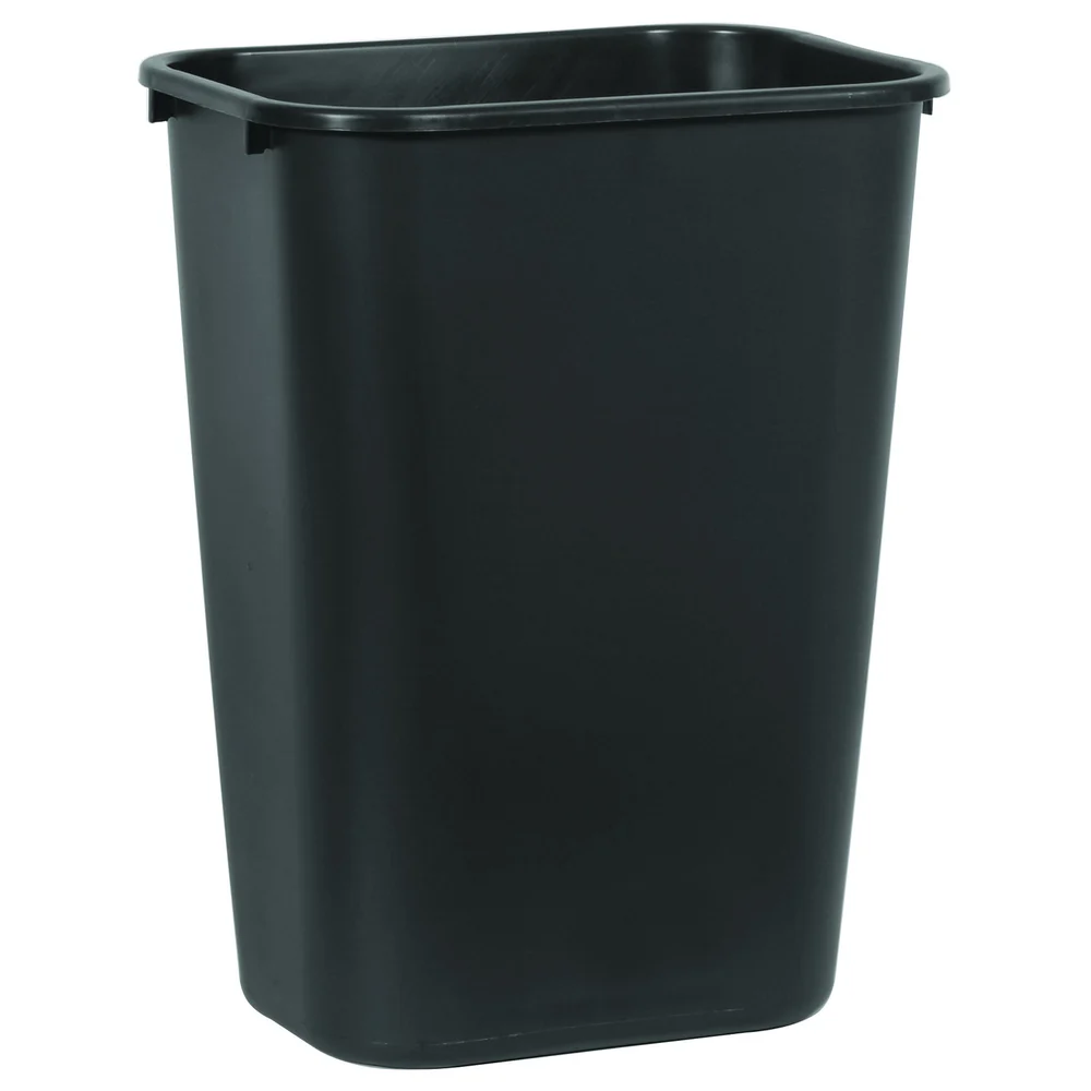 Rubbermaid Commercial Products Plastic Wastebasket, Rectangular, 41 Qt., Black