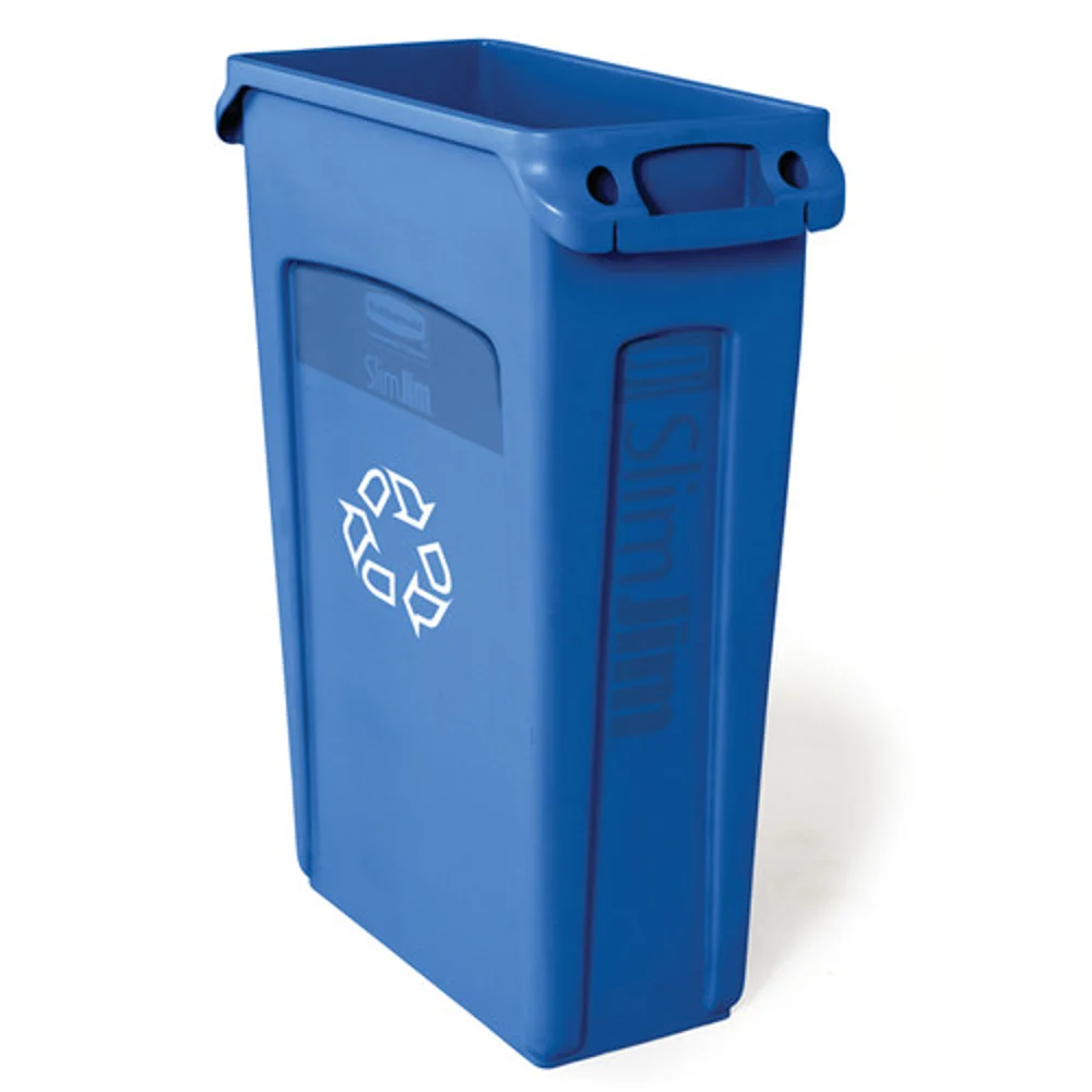 Rubbermaid Commercial Products Slim Jim Utility Receptacle, 23 Gal., Blue