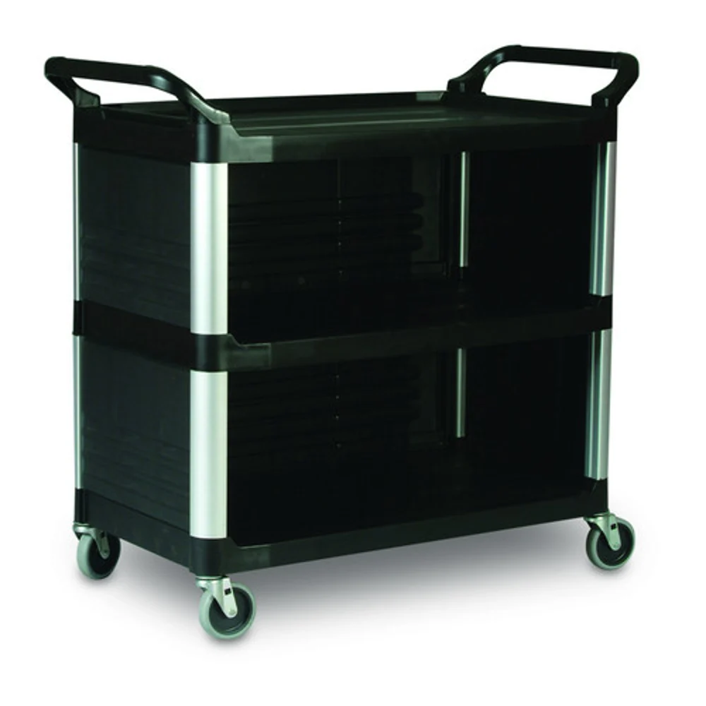 Rubbermaid Commercial Products X-tra Utility Cart, Enclosed Sides, 40" L x 20" W x 37.88" H, Black