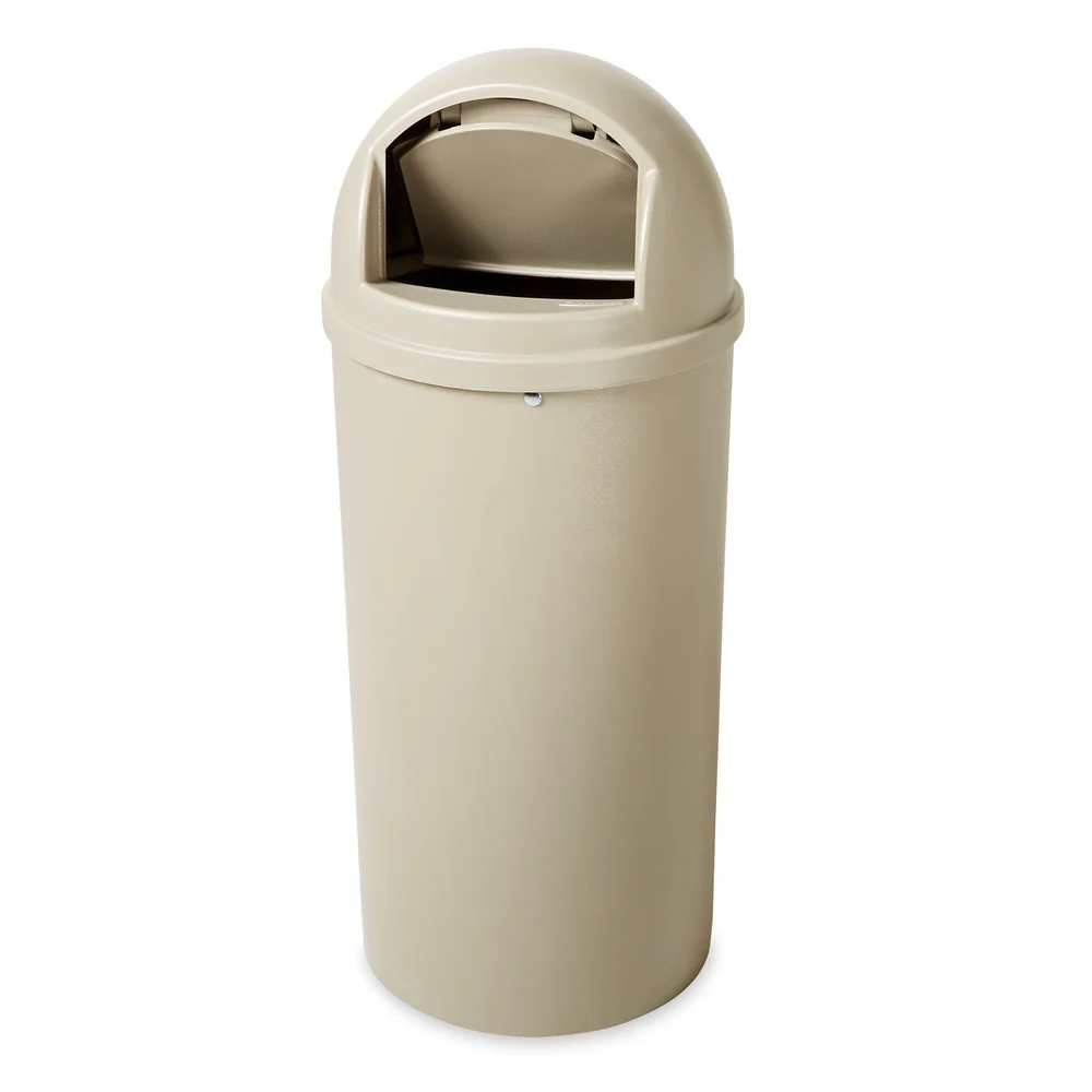 Rubbermaid Commercial Products Marshall Dome Lid Indoor and Outdoor Receptacle, 15 Gal., Beige