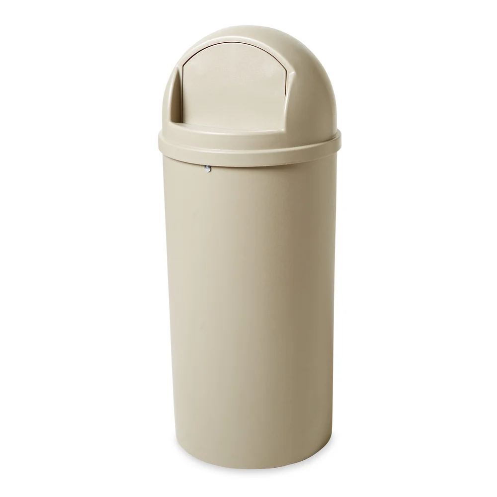 Rubbermaid Commercial Products Marshall Dome Lid Indoor and Outdoor Receptacle, 15 Gal., Beige thumbnail 2
