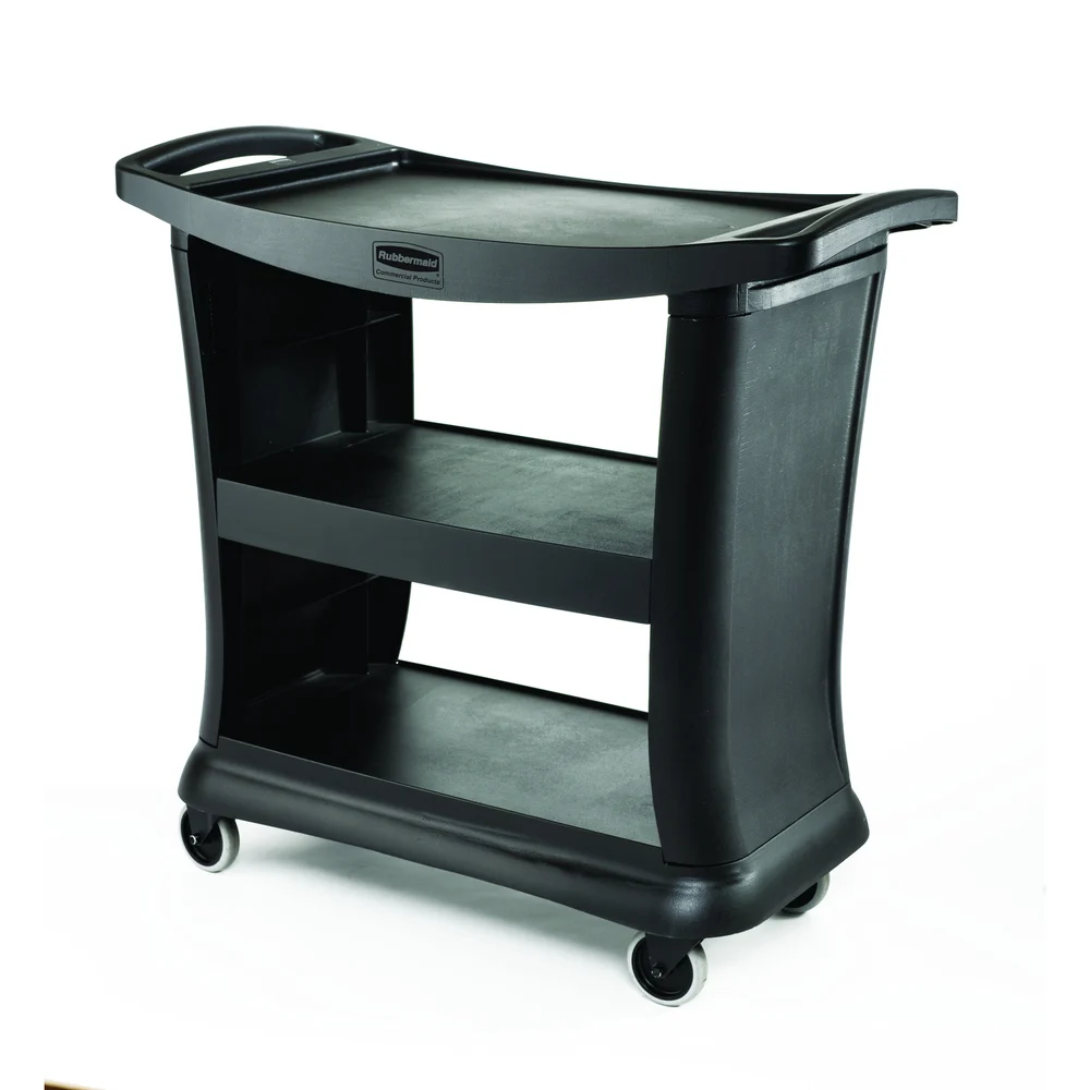 Rubbermaid Commercial Products Executive Series Service Cart, 3-Shelf, Black